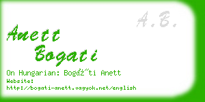 anett bogati business card